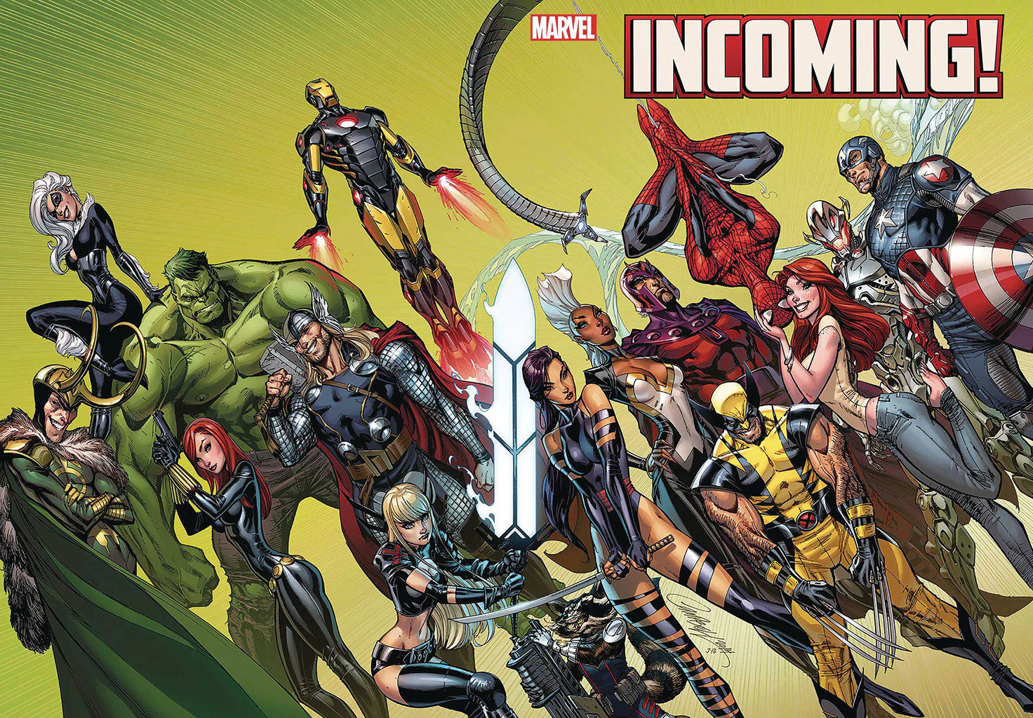 Incoming #1 INCENTIVE 1:100 Wraparound HIDDEN GEM J. Scott Campbell (2019) GREEN - Image 2